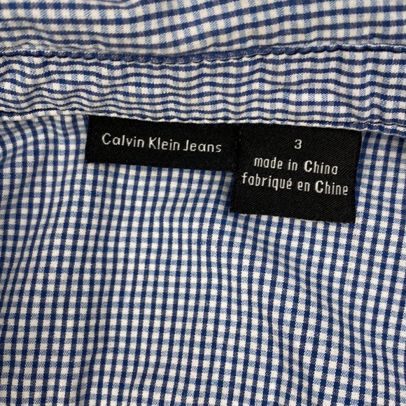 Calvin Klein Jeans Musical Print Gingham Button-Down Shirt size 3T - Picture 8 of 9